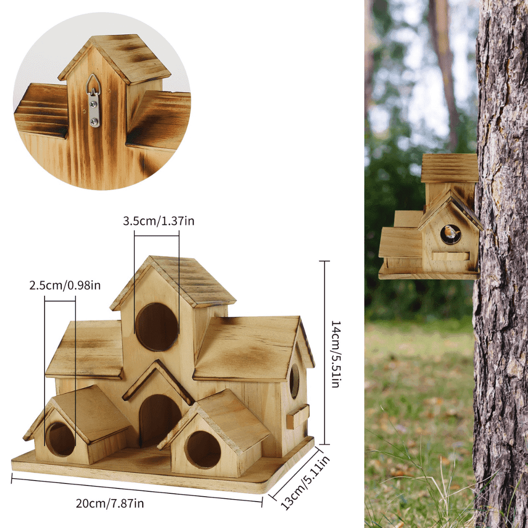 Casita de pájaros de madera para el jardín