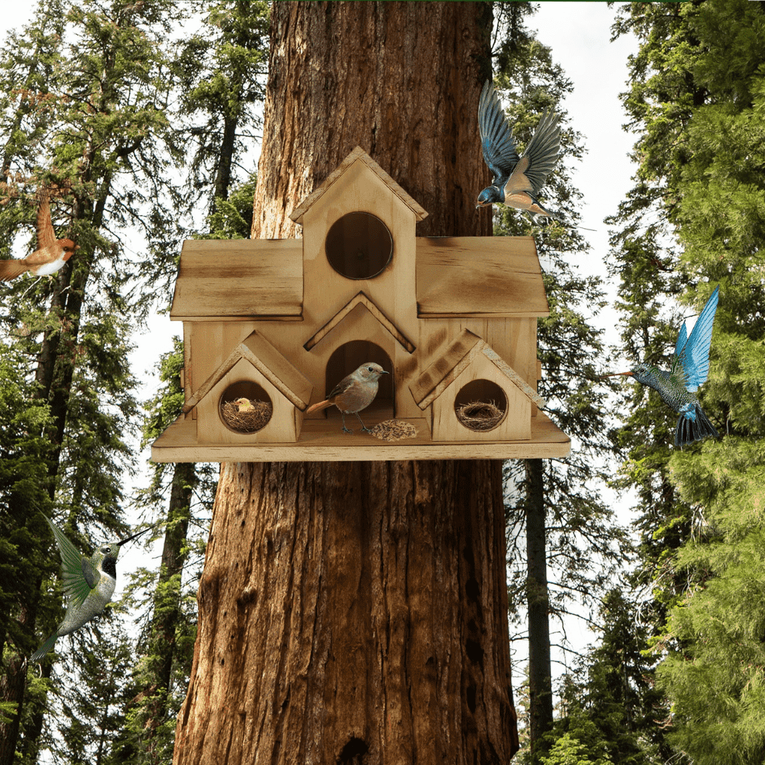 Casita de pájaros de madera para el jardín