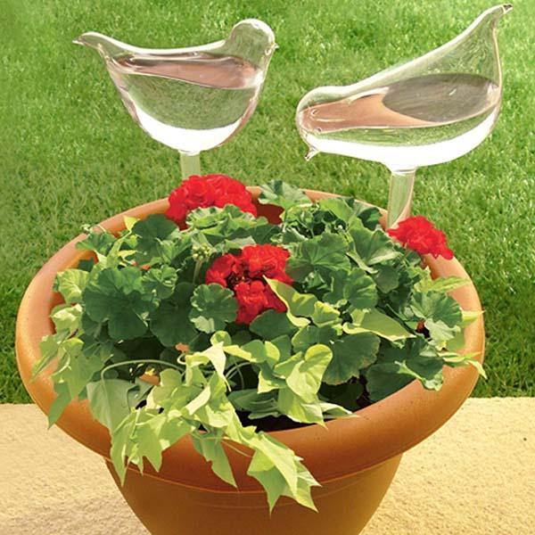 2 Piezas de Riego automático de cristal para plantas - ¡Riegue y decore sus plantas!